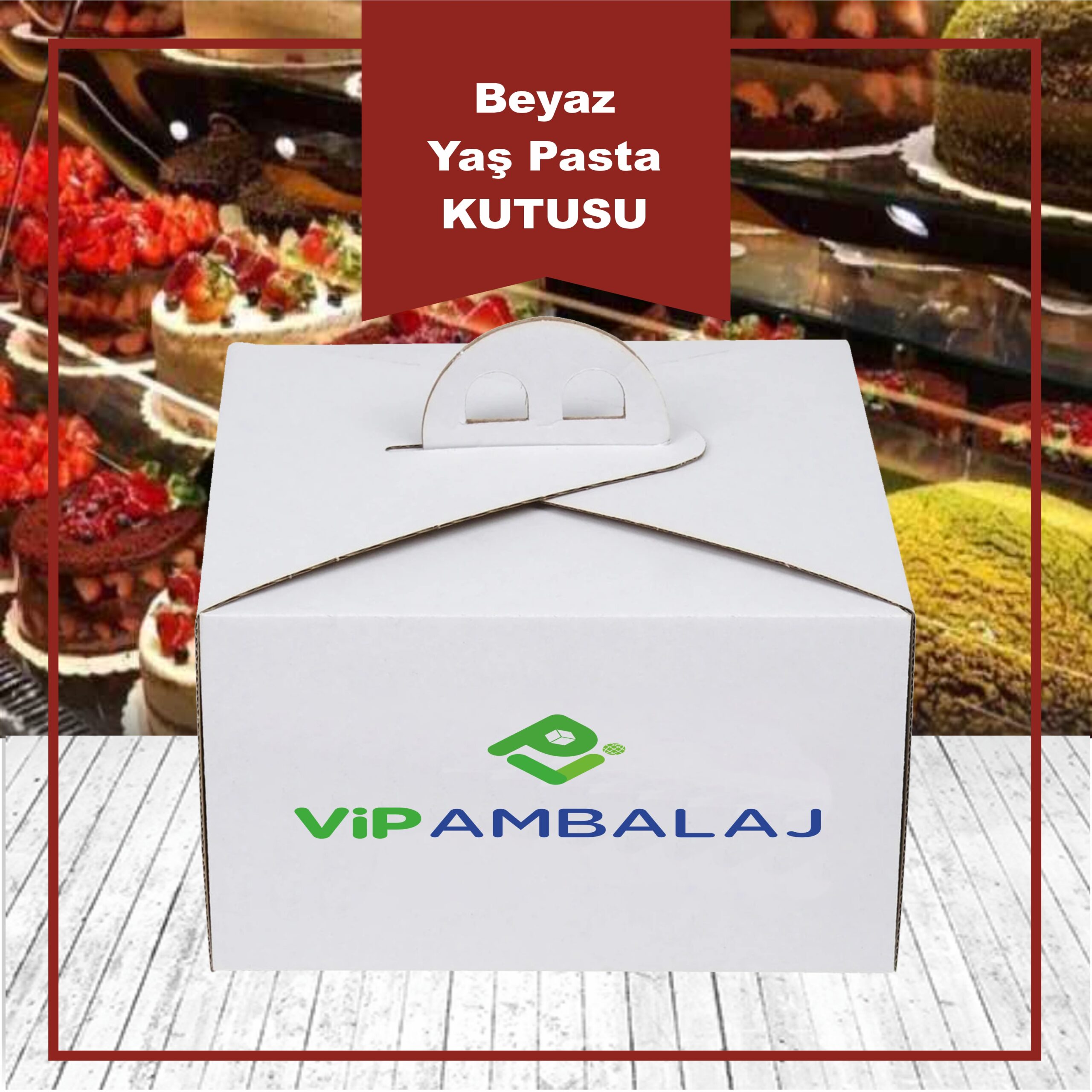 Özel Baskılı 3 No Saplı Turta Kutusu